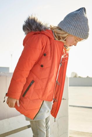 Orange Long Padded Jacket (3-16yrs)